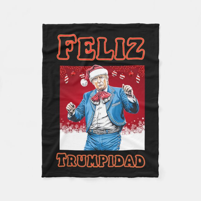 Cobertor De Velo Donald Trump Christmas Feliz Trumpidad (Frente)