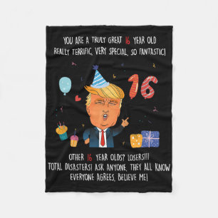 Cobertor De Velo Donald Trump Presidente Engraçado 16º Aniversário