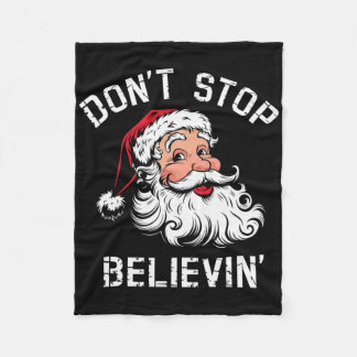 Cobertor De Velo Don't Stop Believing Christmas Vintage Santa Funny