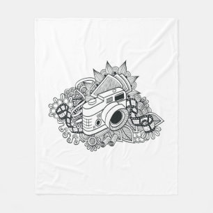 Cobertor De Velo Doodle da câmera do hipster