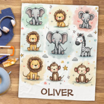 Doodle de Animais de Safari em Aquarela Caprichosa
