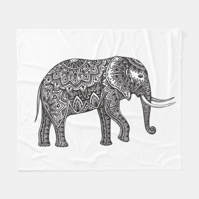 Cobertor De Velo Doodle do elefante da fantasia (Frente (Horizontal))
