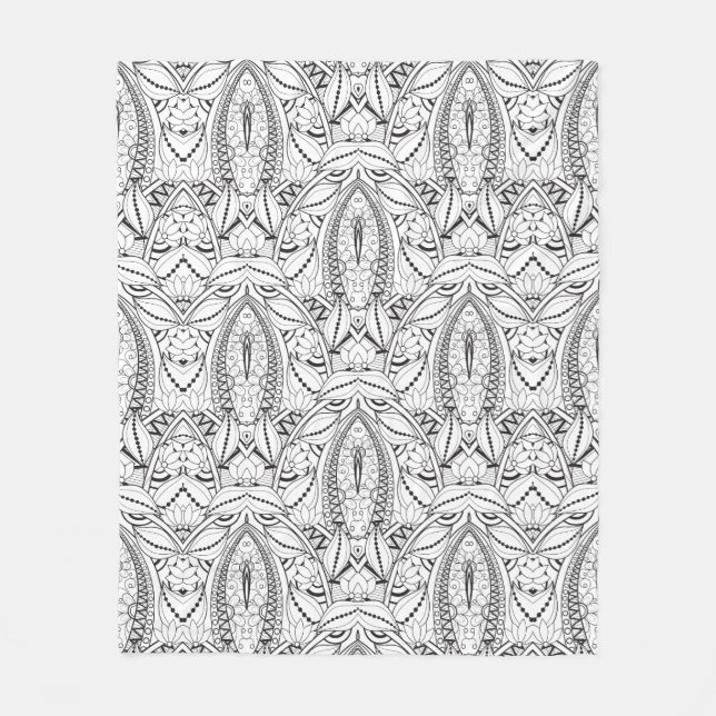 Cobertor De Velo Doodle tribal abstrato (Frente)