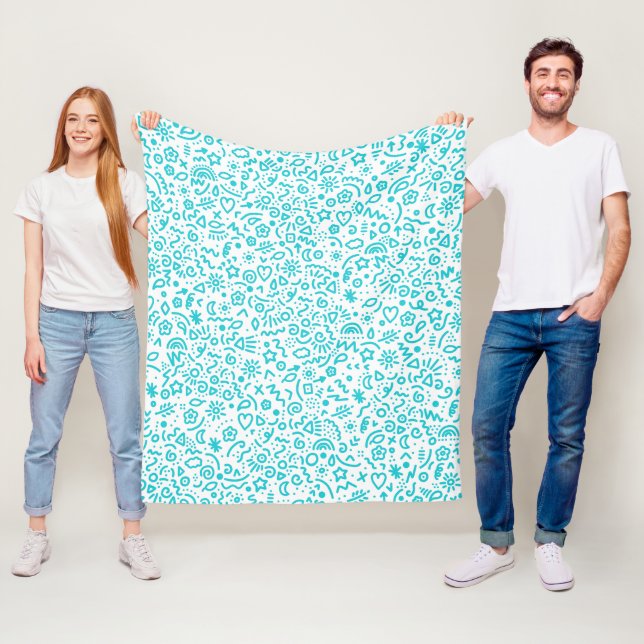 Cobertor De Velo Doodles! Diversão do Impressão de Teal (In Situ)