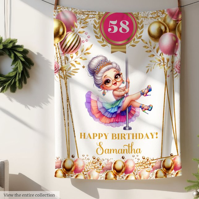 Cobertor De Velo Dourada Branca Engraçada Avó Aberta Personalizada (Gold White Funny Grandma Blanket Personalized)