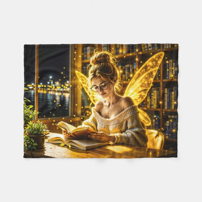 Cobertor De Velo Dourada e iluminada arte de ouro de fadas adolesce (Frente (Horizontal))