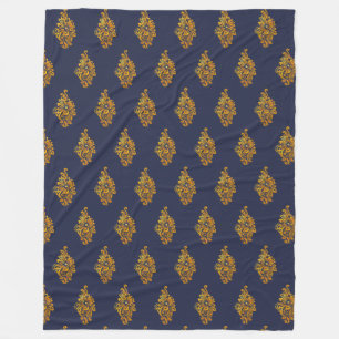 Cobertor De Velo Dourada Medallion Marinho Fleece Blanket