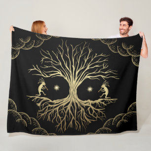 Cobertor De Velo Dourada Silhouette Kokopelli Fleece Blanket