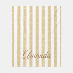 Cobertor De Velo Douradas e brancas stripes elegantes