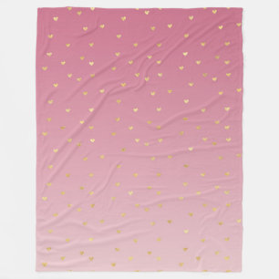 Cobertor De Velo Dourado Coração Rosa Ombre
