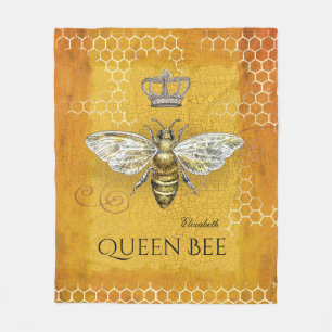 Cobertor De Velo Dourado Honeycomb da Rainha Vintage Bee Royal