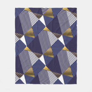 Cobertor De Velo Dourado luxo azul: padrão geométrico sem costura