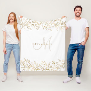 Cobertor De Velo Dourado nome personalizado botânico e monograma
