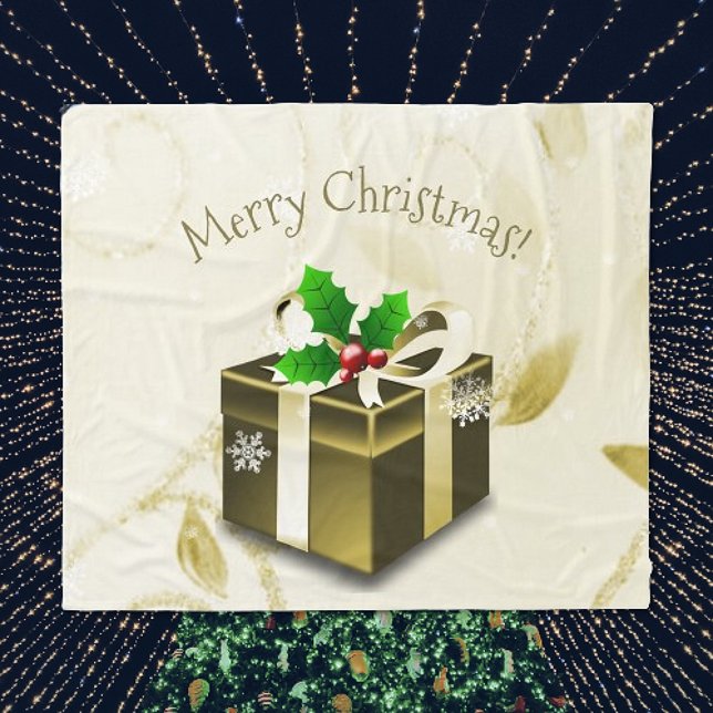 Cobertor De Velo Dourado presente de Natal Fleece Blanket (Gold Christmas Gift Holiday Blanket)