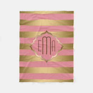 Cobertor De Velo Dourados com monogramas e padrão geométrico cor-de