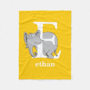 Cobertor De Velo Dr. Seuss ABC: Carta E - Branco   Adicione seu nom