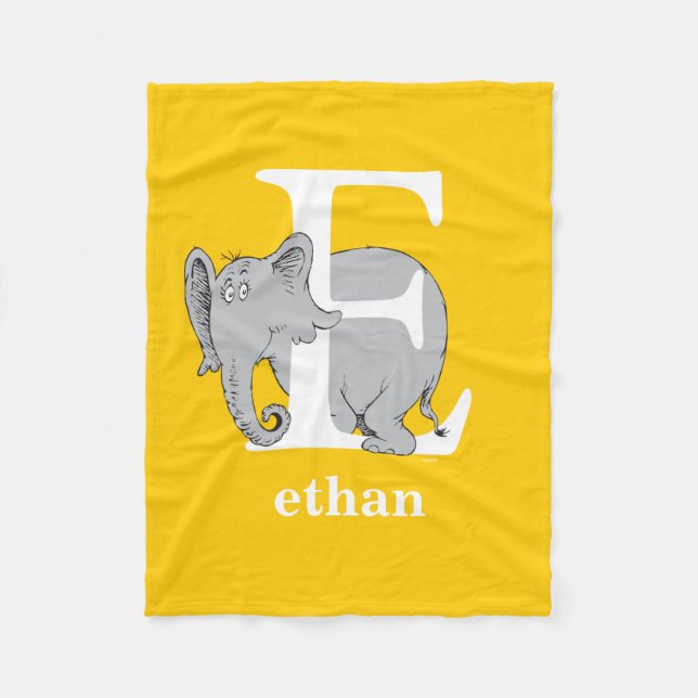 Cobertor De Velo Dr. Seuss ABC: Carta E - Branco | Adicione seu nom (Frente)