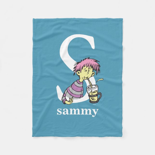 Cobertor De Velo Dr. Seuss ABC: Carta S - Branco | Adicione seu nom (Frente)