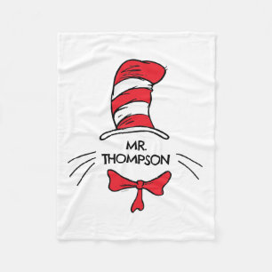 Cobertor De Velo Dr. Seuss Gato no Chapéu Nome do Professor Perso