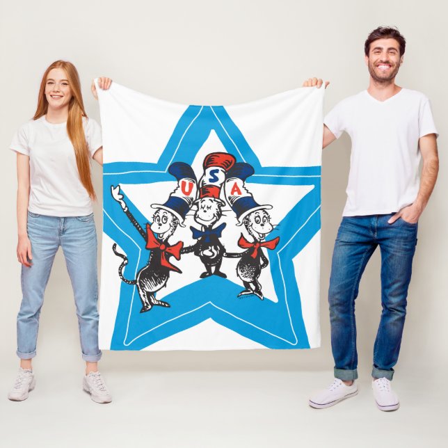 Cobertor De Velo Dr. Seuss | Gráfico Little Cats USA Hats (In Situ)