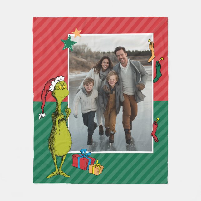 Cobertor De Velo Dr. Seuss | Grinch Family Photo Holiday (Frente)
