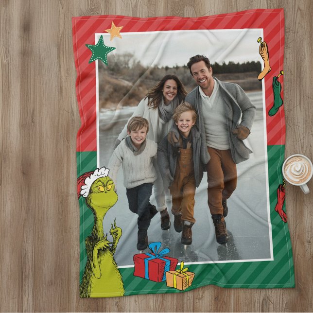 Cobertor De Velo Dr. Seuss | Grinch Family Photo Holiday (Criador carregado)
