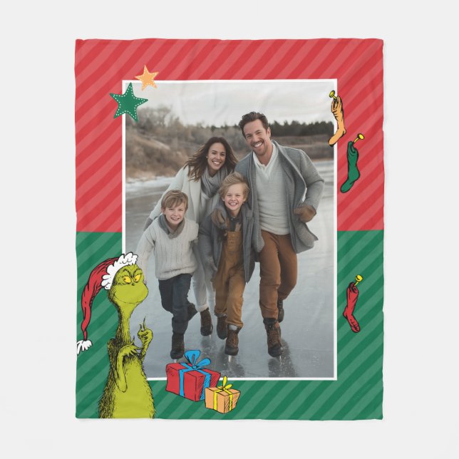 Cobertor De Velo Dr. Seuss | Grinch Family Photo Holiday (Frente)