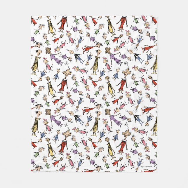 Cobertor De Velo Dr. Seuss Whoville Characters Festive Pattern (Frente)