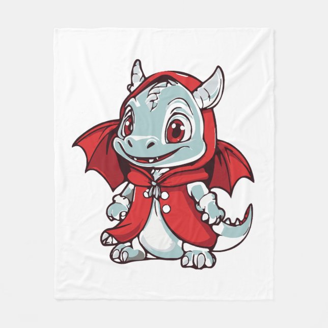 Cobertor De Velo Dragão Albino em Vermelho (Frente)