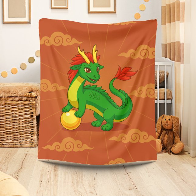 Cobertor De Velo Dragão Chinês Verde sobre Vermelho (Criador carregado)