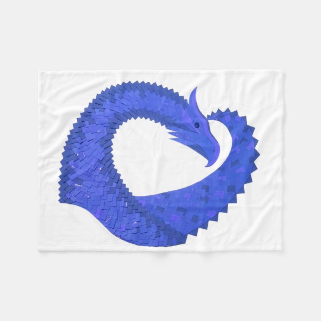 Cobertor De Velo dragão de coração azul sobre branco (Frente (Horizontal))