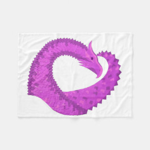 Cobertor De Velo Dragão do coração roxo brilhante em branco