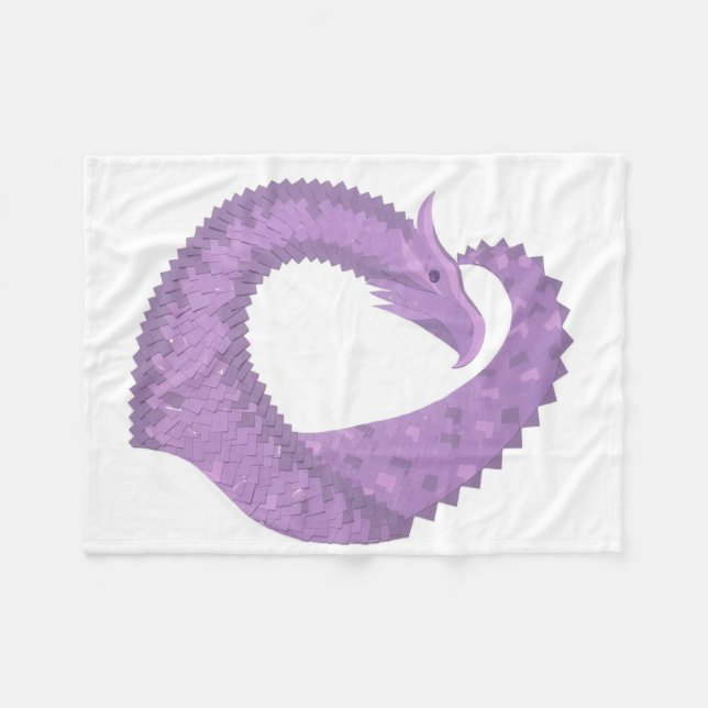 Cobertor De Velo Dragão do coração roxo lavanda em branco (Frente (Horizontal))