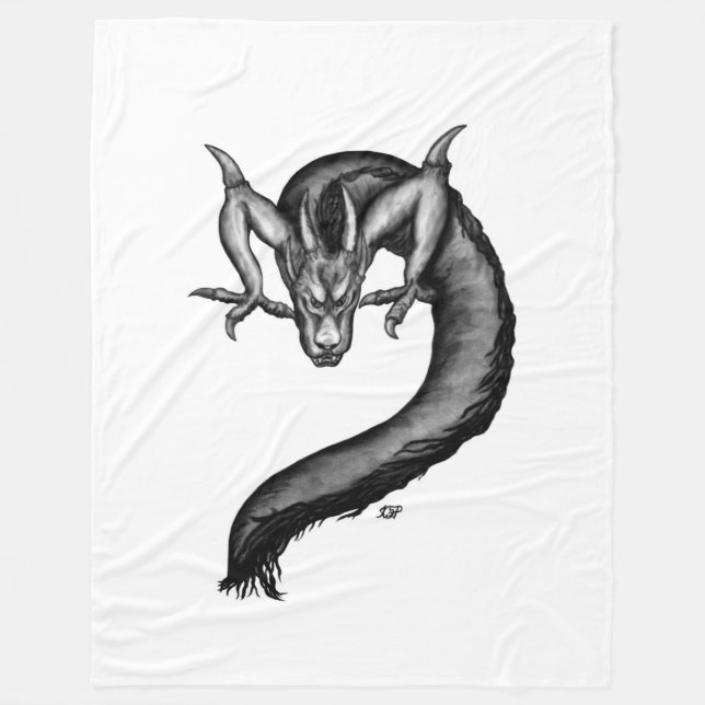 Cobertor De Velo Dragão no estilo de tatuagem (Frente)