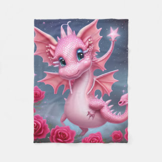 Cobertor De Velo Dragão rosa-claro com flores rosa