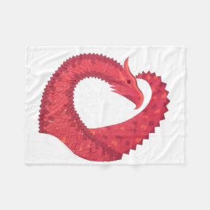 Cobertor De Velo Dragão vermelho em branco