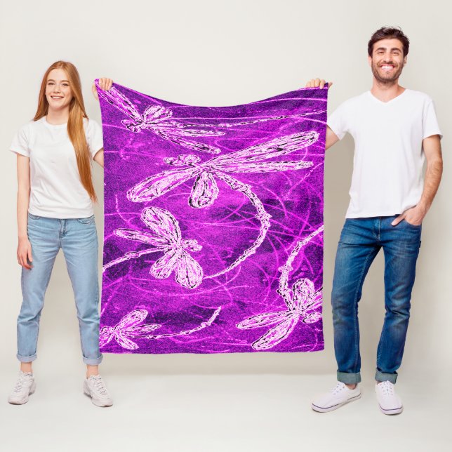 Cobertor De Velo Dragões de prata em um céu magenta (In Situ)