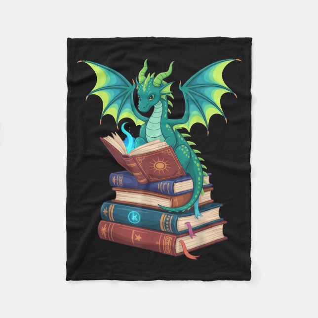 Cobertor De Velo Dragon Reading Books Fantasy Lovers Mythical Creat (Frente)