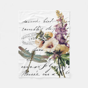 Cobertor De Velo Dragonfly e flores