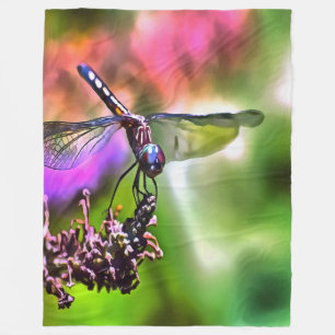 Cobertor De Velo Dragonfly em pintura realista verde e azul