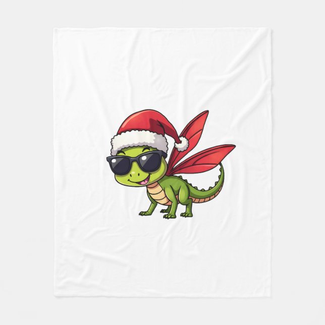 Cobertor De Velo Dragonfly Santa Hat Engraçado Xmas Kids (Frente)