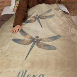 Cobertor De Velo Dragonfly Vintage com nome personalizado/monograma