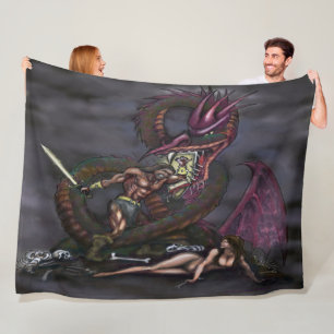 Cobertor De Velo Dragonslayer Fantasy Art Fleece Blanket