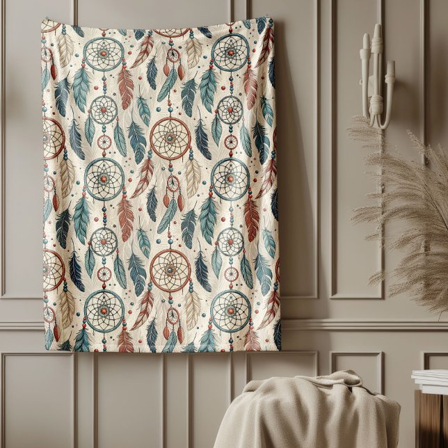 Cobertor De Velo Dramagão Tribal vibrante para o Étnico tradicional (Traditional Ethnic vibrant Tribal dreamcatcher Fleece Blanket)