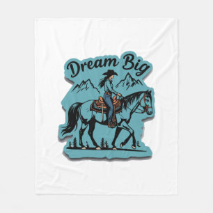 Cobertor De Velo Dream Big-Cowgirl Cavalo Andando