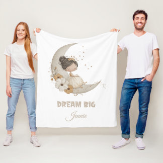 Cobertor De Velo Dream Big Fairy Moon Child - Nome Personalizado