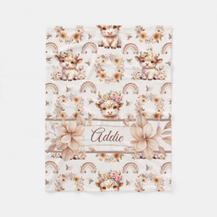 Cobertor De Velo Dreamy Boho Highland Cow Nursery