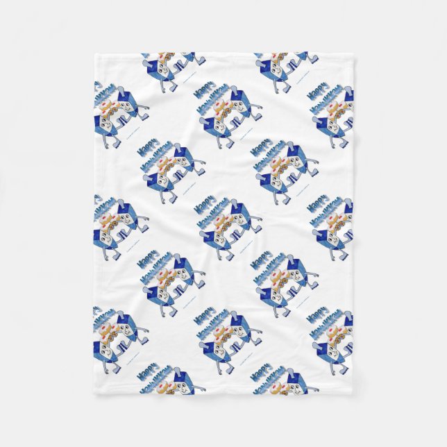 Cobertor De Velo Dreidels Dançantes e Rosquinhas de Hanukkah (Frente)
