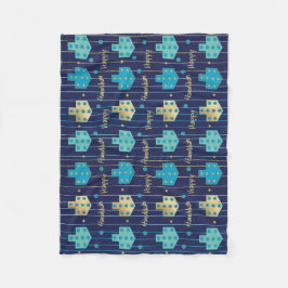 Cobertor De Velo Dreidels em Blue Hanukkah Fleece Blanket