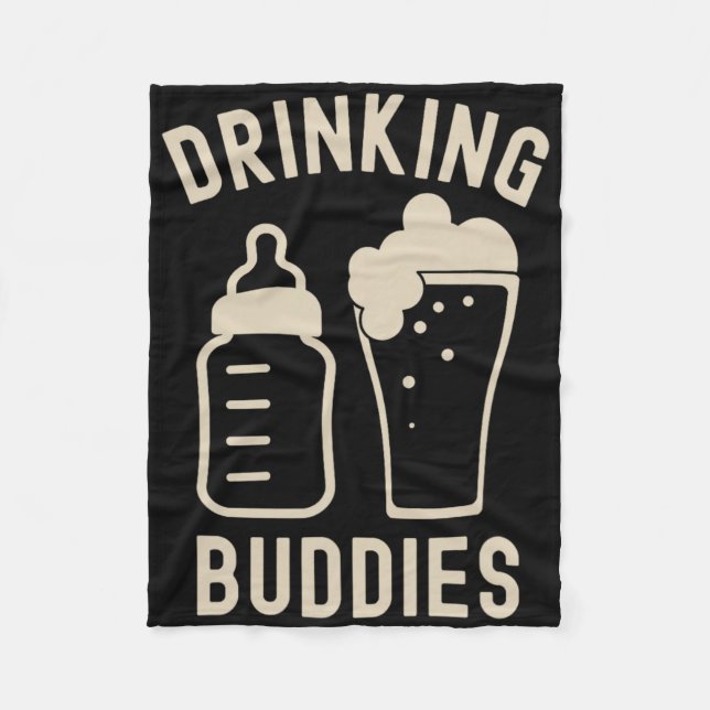 Cobertor De Velo Drinking Buddies Dad Grandpa New Baby Beer And Bot (Frente)